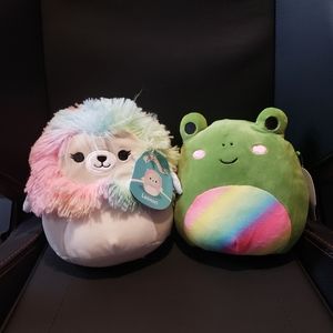 Set of two 9" Squishmallows Frog and Lion